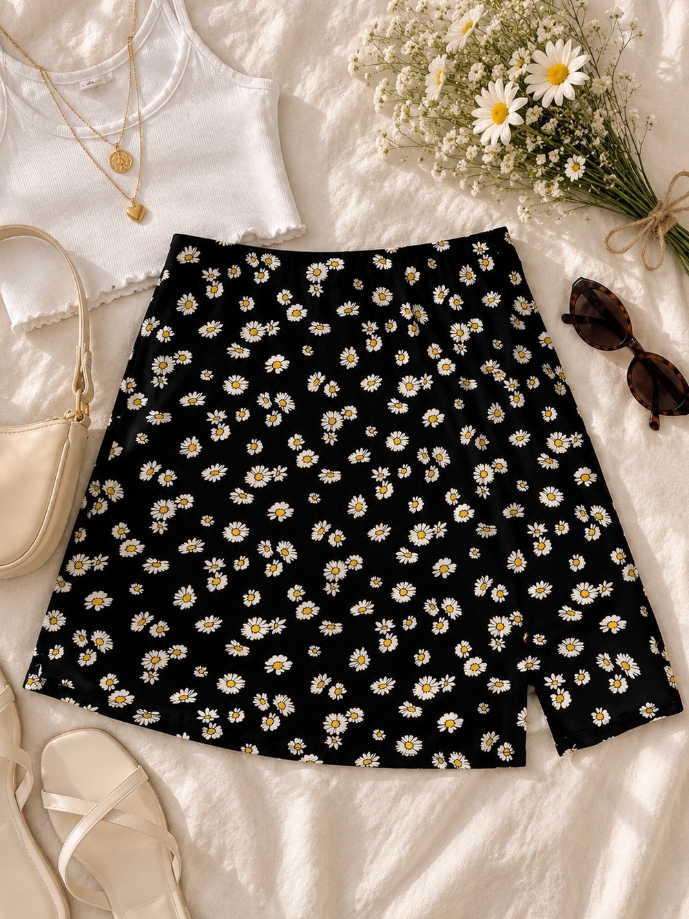 Hollister Mini Skirt | Ultra High Rise Daisy Print | Size Medium